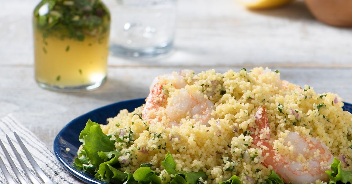 Couscous & Shrimp Salad with Garlic Dressing | RiceSelect®