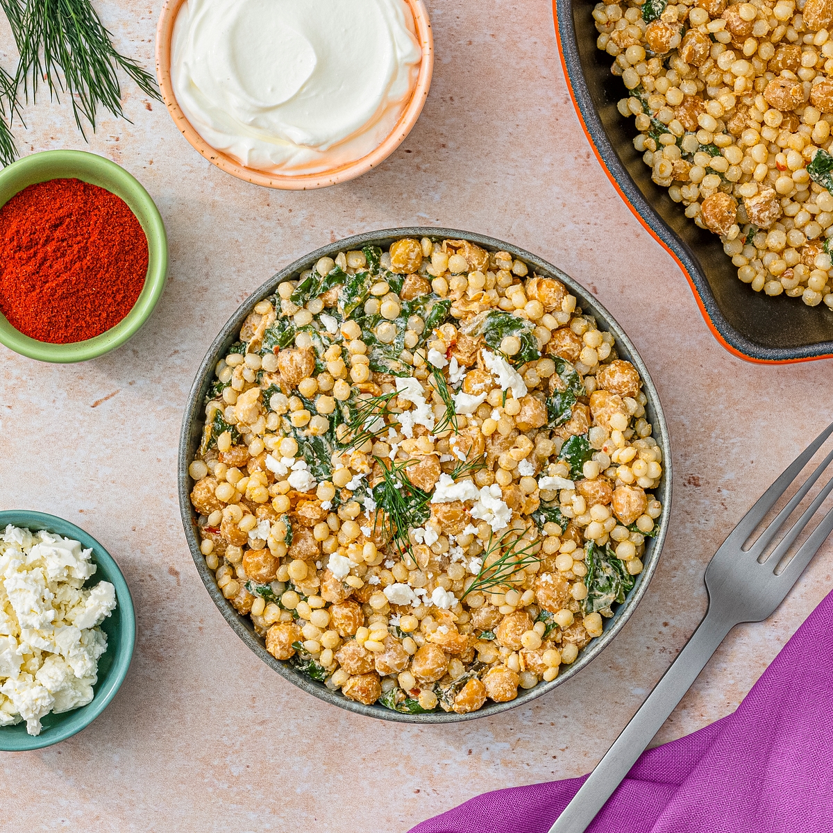Creamy Feta and Chickpea Pearl Couscous