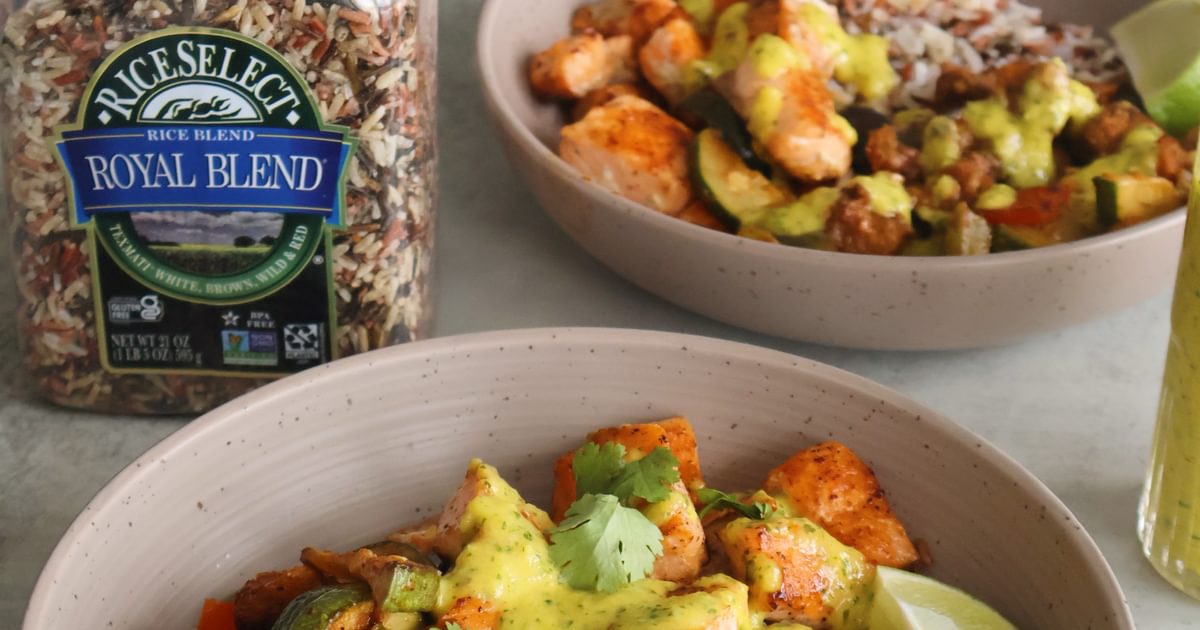 Royal Blend Salmon Bowl with Mango Sauce | RiceSelect®