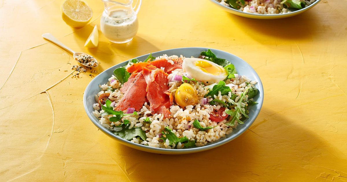 Lemon Tarragon Breakfast Salad with Brown Rice and Smoked Salmon |â€¦