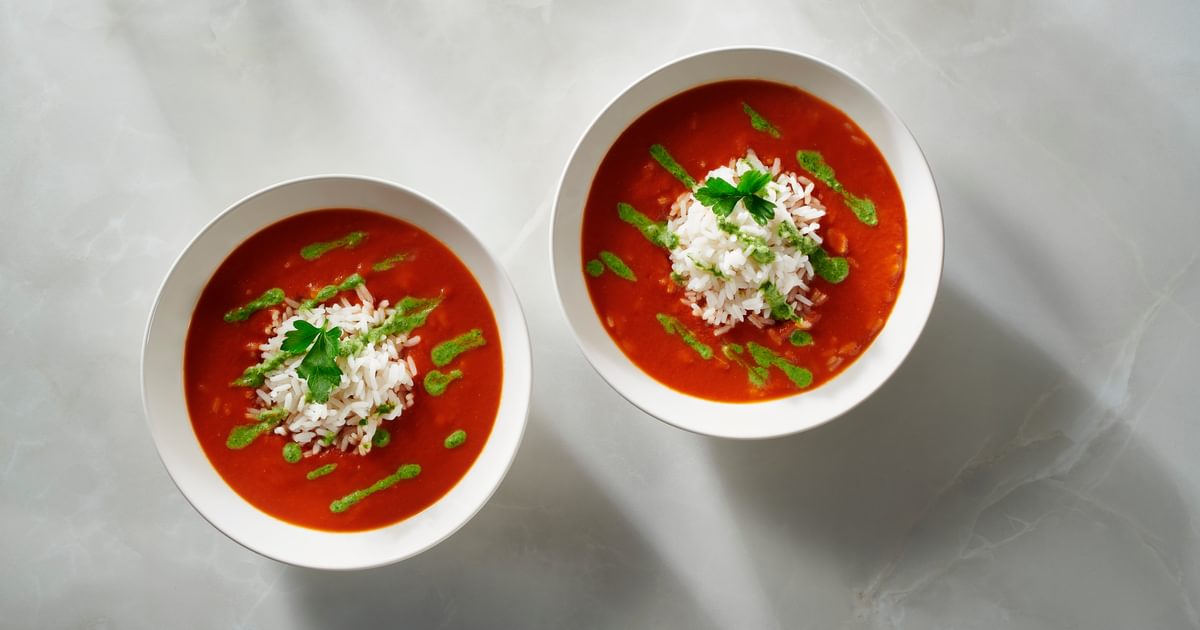 Tomato Soup with Creamy Chimichurri | RiceSelect®