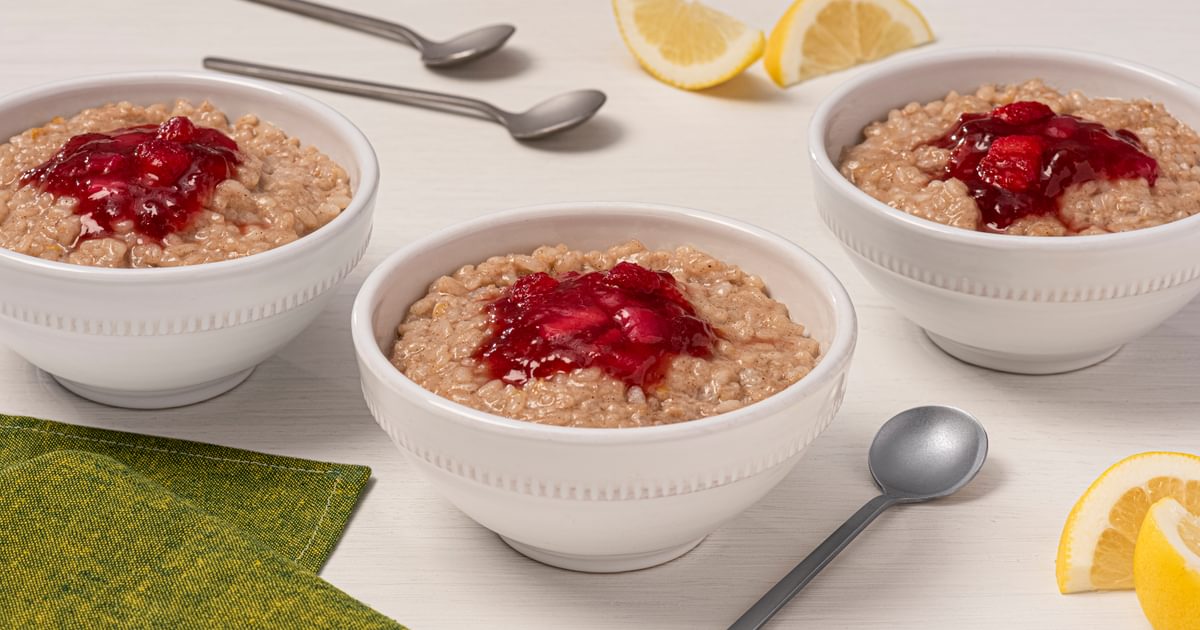 Lemon and Rhubarb Rice Pudding | RiceSelectÂ®