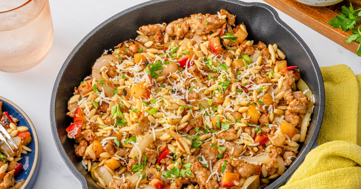 Orzo Pasta Salad with Sausage, Apple, and Onion | RiceSelect®