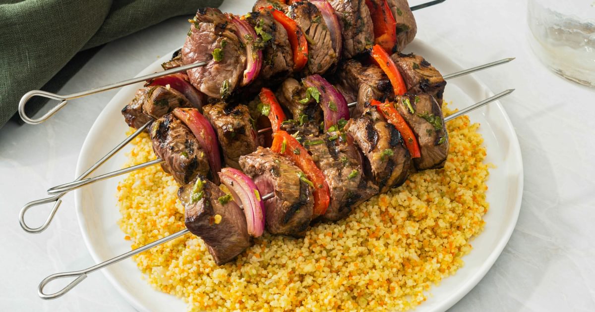 Tri-Color Couscous with Grilled Beef Skewers | RiceSelectÂ®