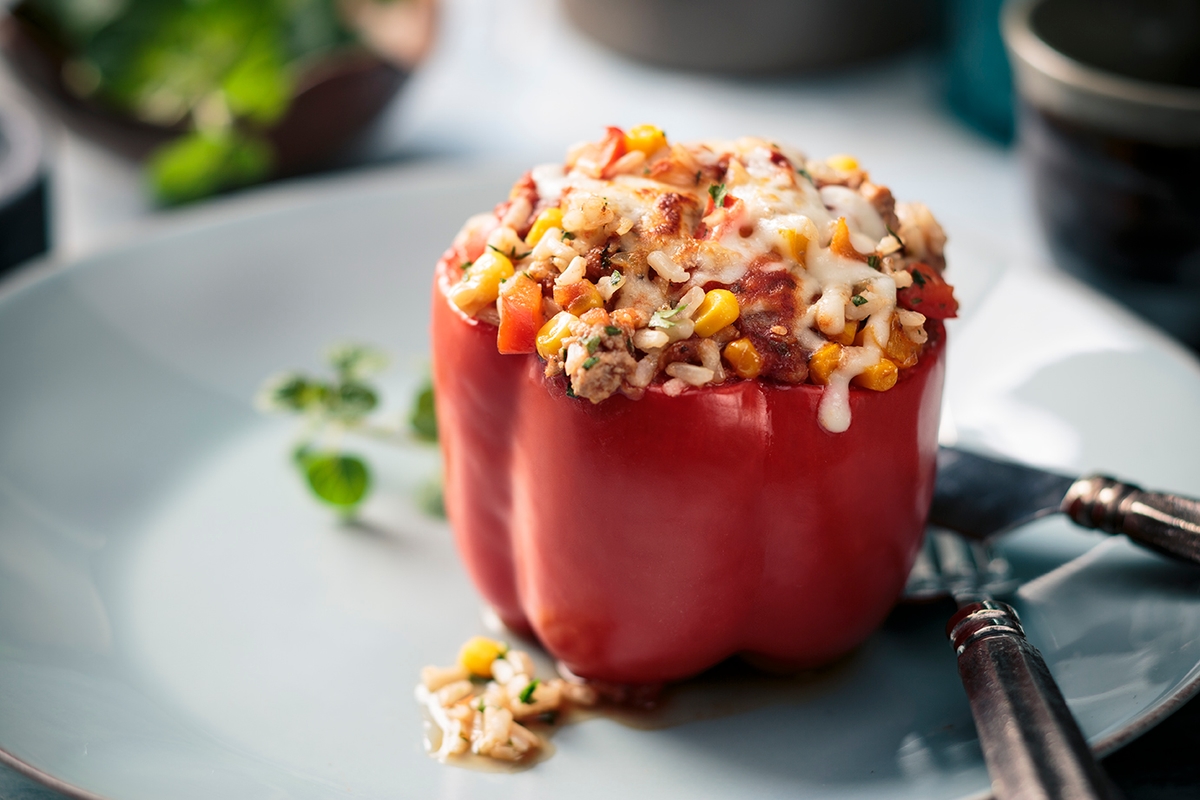 Rice & Turkey Stuffed Peppers Recipe